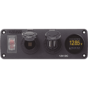 Water-Resistant Accessory Panel - Circuit Breaker, 12V Socket, Dual USB Charger, Mini Voltmeter - Image 1