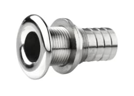 Thru-hull, stainless steel, rounded flange, polished finish, G1/2'', with hose connection Ø 18 mm - Image 1