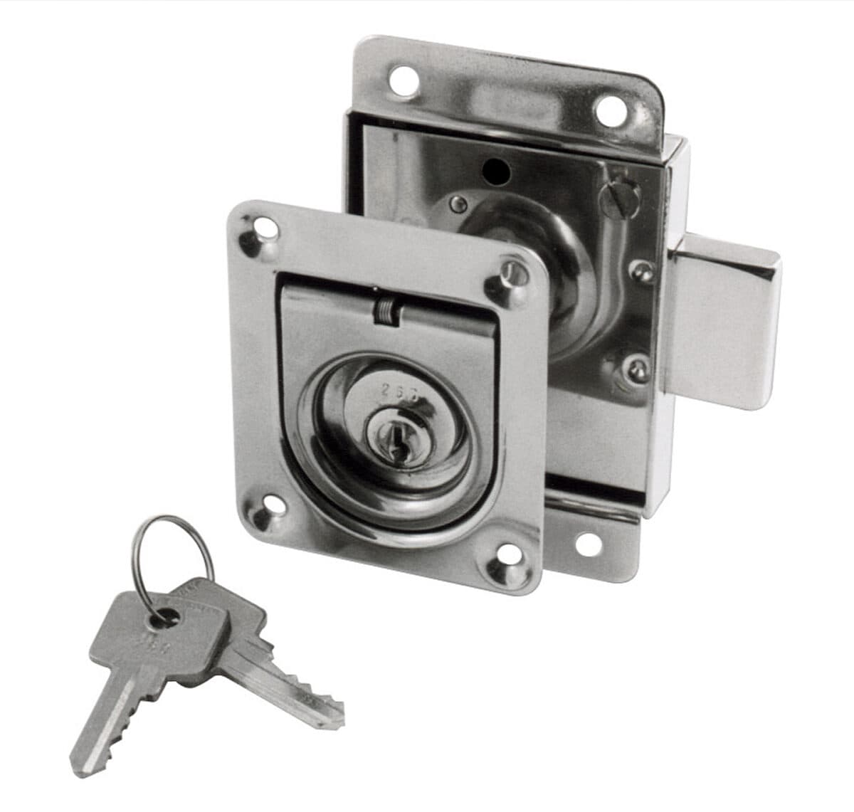 Hatch lock, with 2 trip bolts and flush handle - Image 1
