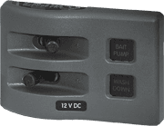 WeatherDeck® 12V DC Waterproof Fuse Panel - Gray 2 Positions - Image 1