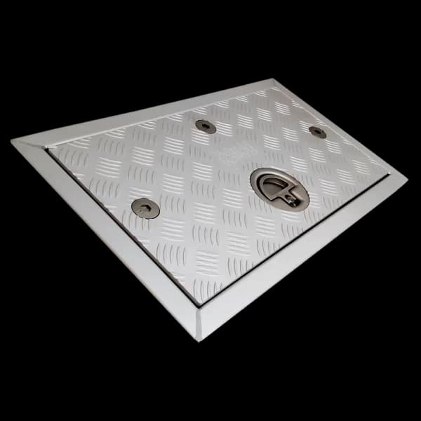Bomar 4000 Series 24 1/2″ x 16 1/2″ Rectangle Extruded Aluminum Tread Plate Access Hatch - Image 1