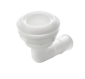 Thru-hull, 90 degree angled with high flange, Delrin, for hose Ø 28 mm (1 1/8") - Image 1