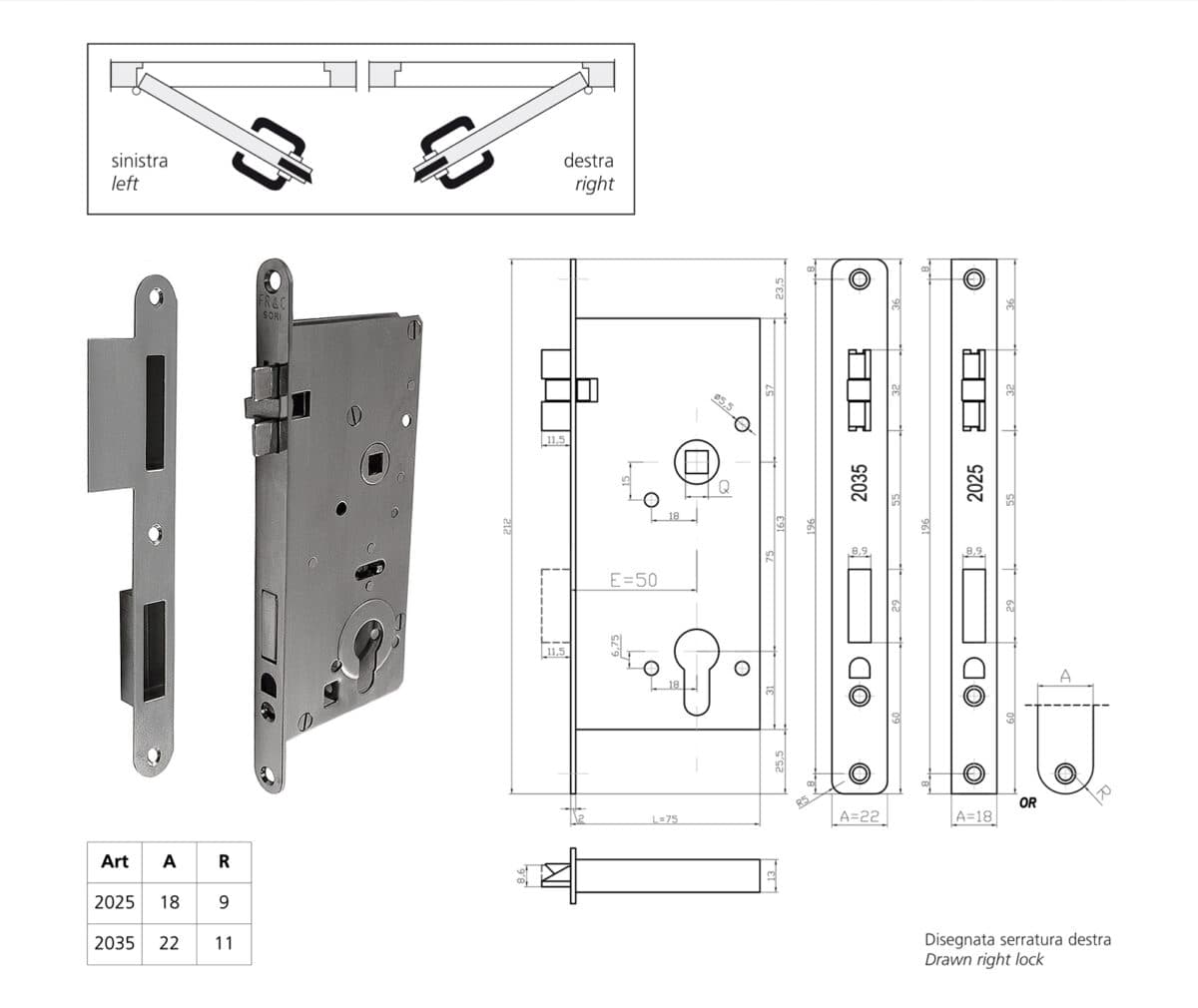 AISI 304 ST.ST. lock with treble latch bolt and dead-bolt AISI 316 St.St. (for water tight and fire - Image 1