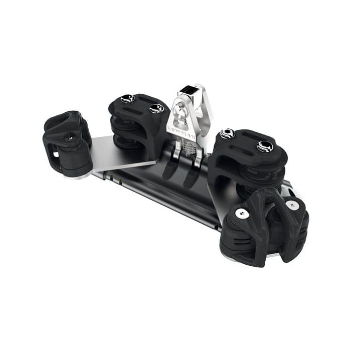 TB Mainsheet Car With Upstand, Pair Of Double Control Line Sheaves & Cleats - Image 1