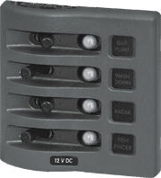 WeatherDeck® 12V DC Waterproof Circuit Breaker Panel - Gray 4 Positions - Image 1
