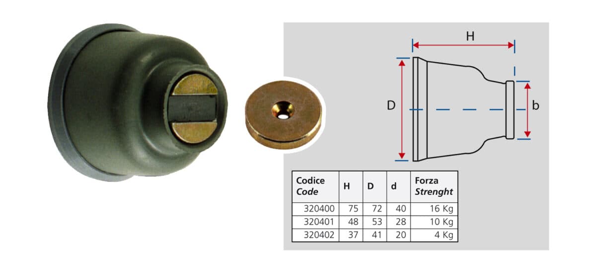 Magnetic doorholder neoprene mounted - Image 1