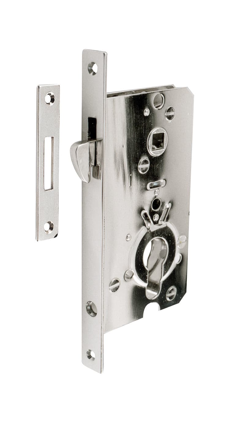 Lock with striking plate and hole for security cylinder - Image 1