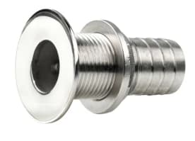 Thru-hull, stainless steel, flush flange, polished finish, G3/4'', with hose connection Ø 22 mm - Image 1