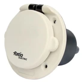 Shore power wall inlet 16A, white IP56, flush-mounted, polyamide - Image 1