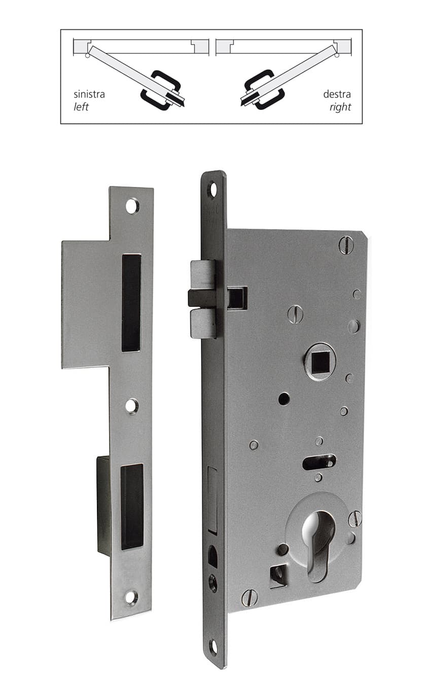 Mortise lock with striker and hole for security cylinder - Image 1