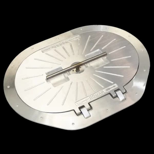 Bomar Commercial Grade Series 19 3/8″ x 28 1/4″ Oval Cast Aluminum Inspection Hatch - Image 1