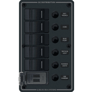Contura Circuit Breaker Switch Panel with USB Charger - 5 Position Black - Image 1