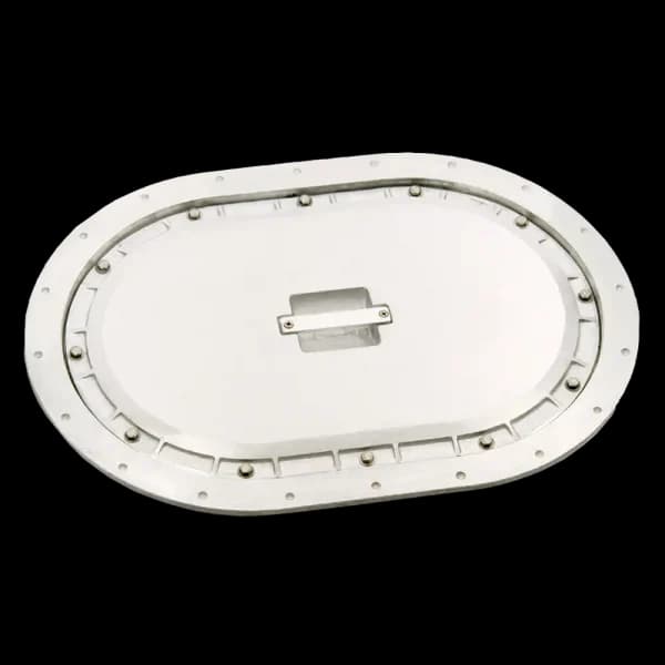 Bomar Commercial Grade Series 12″ X 18″ Oval Non-Hinged Cast Aluminum Watertight Hatch - Weld Ring: No | Inside Outside Opening: Yes - Image 1
