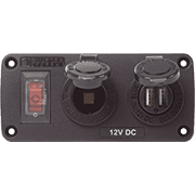 Water-Resistant Accessory Panels - 15A Circuit Breaker, 12V Socket, 2.1A Dual USB Charger - Image 1