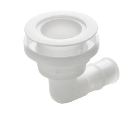 Thru-hull, 90 degree angled with low flange, Delrin, for hose Ø 25 mm (1") - Image 1