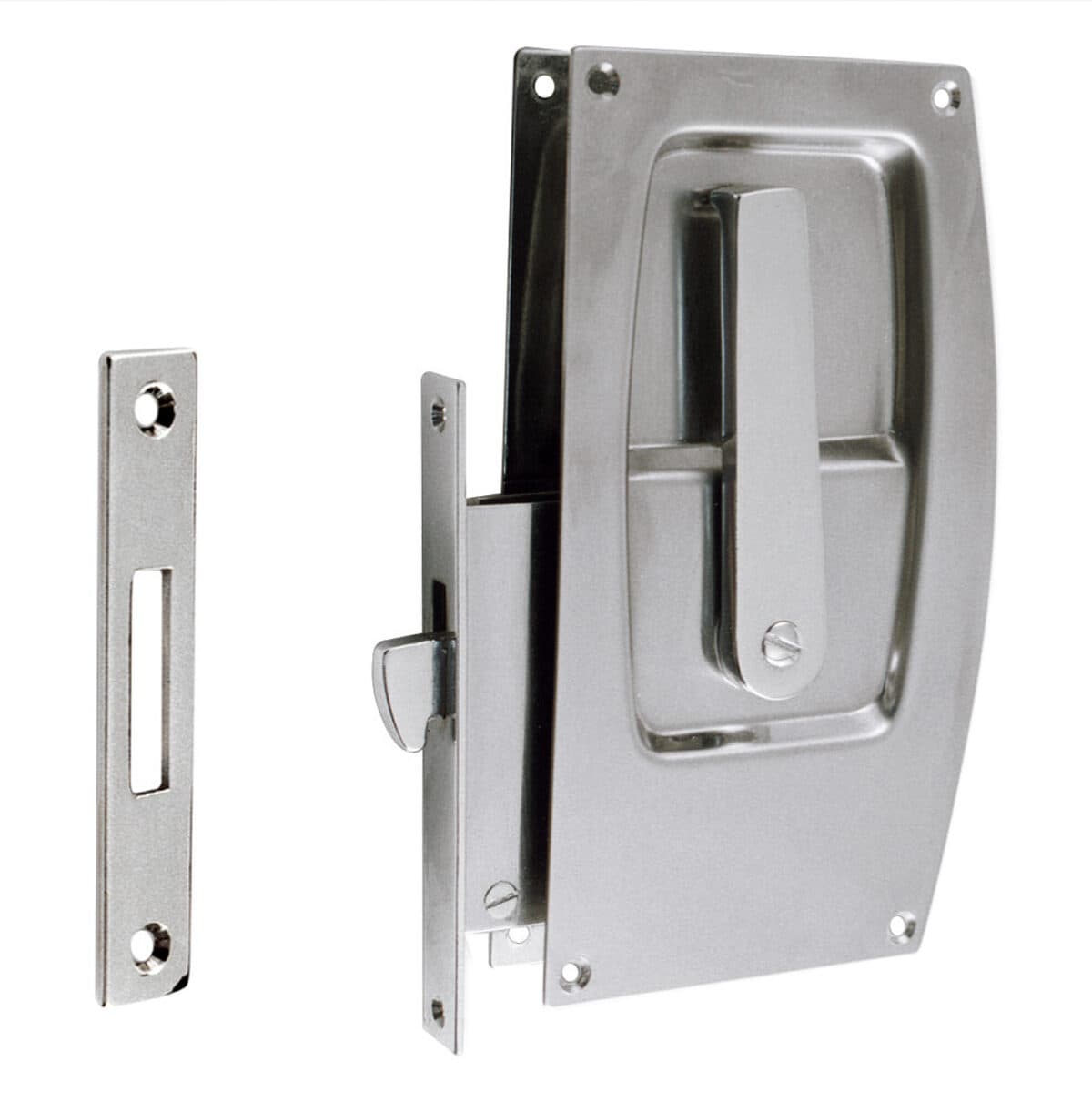 Lockset with escutcheons, flush handles and striking plate - Image 1